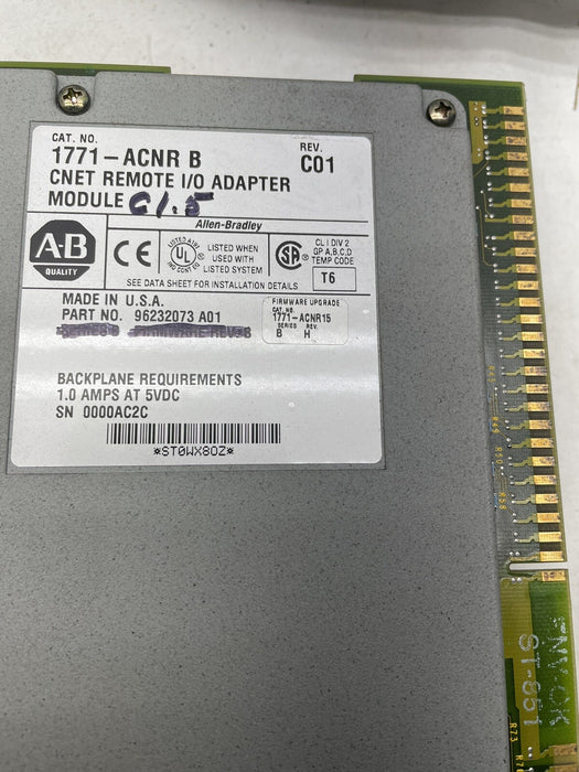 1771-ACNR /B Allen Bradley PLC 5 CNET Remote I/O Adapter 1771ACNR