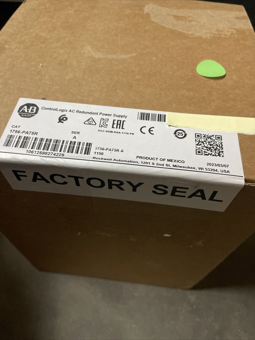 SEALED 1756-PA75R NEW 2023 ALLEN BRADLEY CONTROLLOGIX PLC REDUNDANT POWER SUPPLY