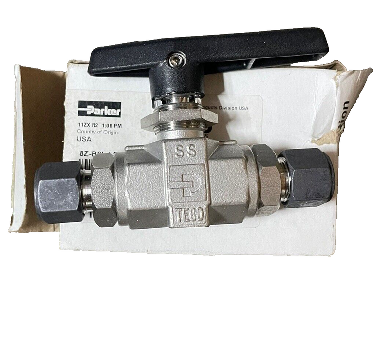 New Parker 8Z-B8LJ-SSP B8L SERIES 1/2" BALL VALVE PANEL MOUNT 8ZB8LJSSP
