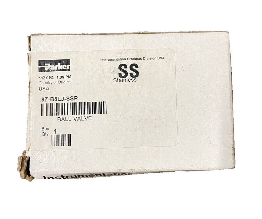New Parker 8Z-B8LJ-SSP B8L SERIES 1/2" BALL VALVE PANEL MOUNT 8ZB8LJSSP