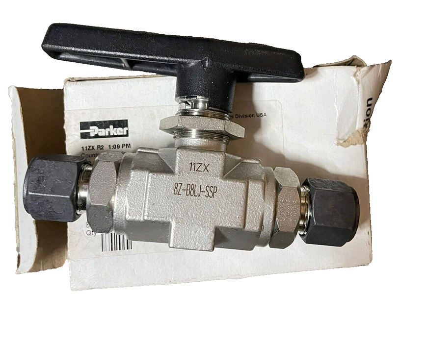 New Parker 8Z-B8LJ-SSP B8L SERIES 1/2" BALL VALVE PANEL MOUNT 8ZB8LJSSP