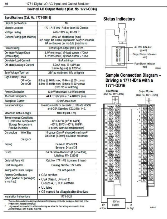 NEW SEALED 1771-OD16 ALLEN BRADLEY ISOLATED 16 POINT 120 VAC OUTPUT MODULE
