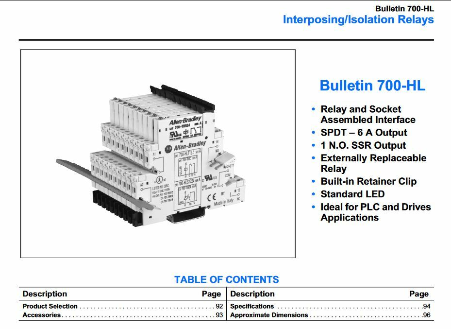 ALLEN BRADLEY 700-HLT 700-TBR24 INTERFACE MODULE INTERPOSING RELAY 700H-HLT1Z