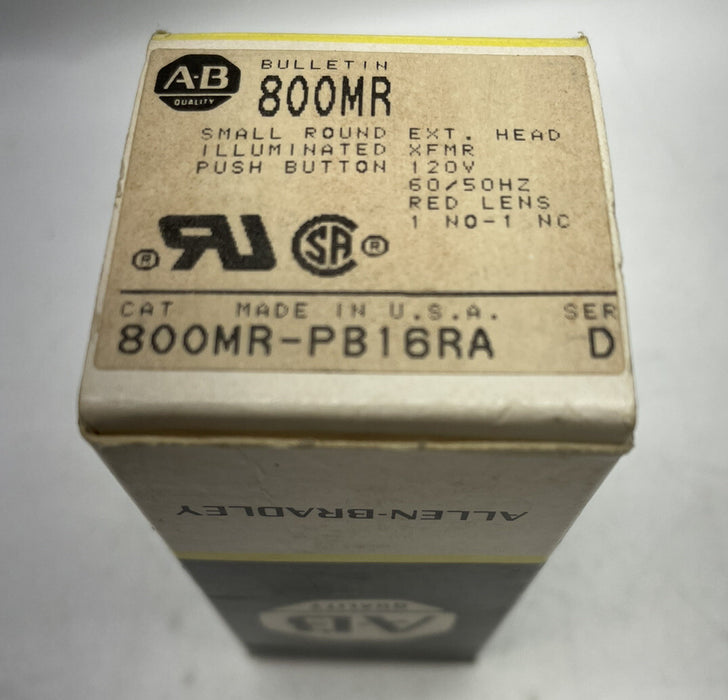 NEW Allen Bradley 800MR-PB16 SMALL ILLUMINATED PUSHBUTTON RED 800MR-PB16RA