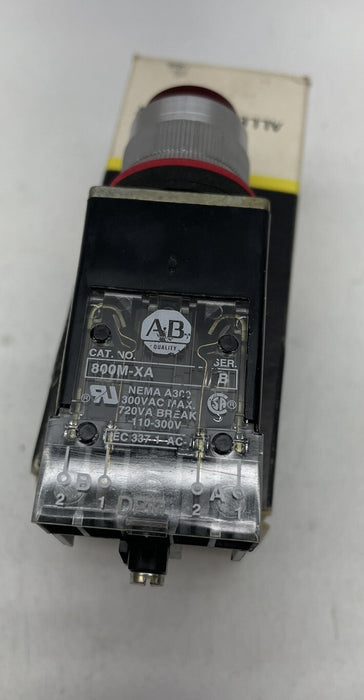 NEW Allen Bradley 800MR-PB16 SMALL ILLUMINATED PUSHBUTTON RED 800MR-PB16RA