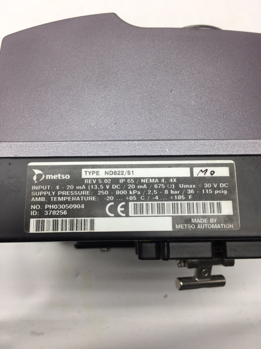 NEW IN BOX METSO VALVE CONTROLLER POSITONER ND822/S1 W/ REGULATOR ND822