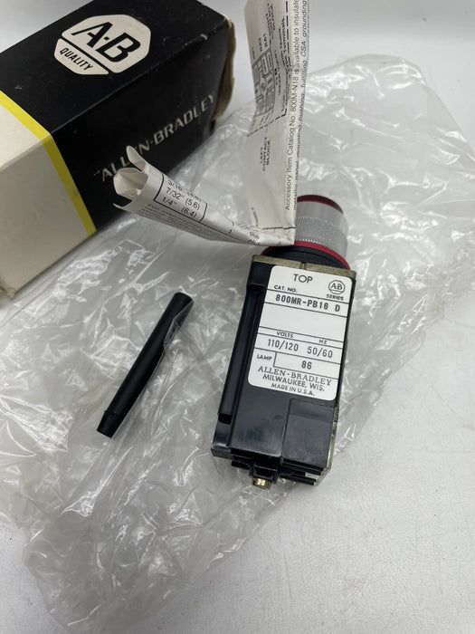 NEW Allen Bradley 800MR-PB16 SMALL ILLUMINATED PUSHBUTTON RED 800MR-PB16RA