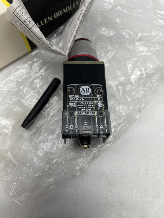 NEW Allen Bradley 800MR-PB16 SMALL ILLUMINATED PUSHBUTTON RED 800MR-PB16RA