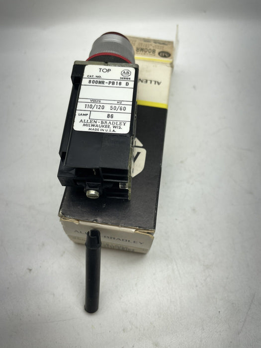 NEW Allen Bradley 800MR-PB16 SMALL ILLUMINATED PUSHBUTTON RED 800MR-PB16RA