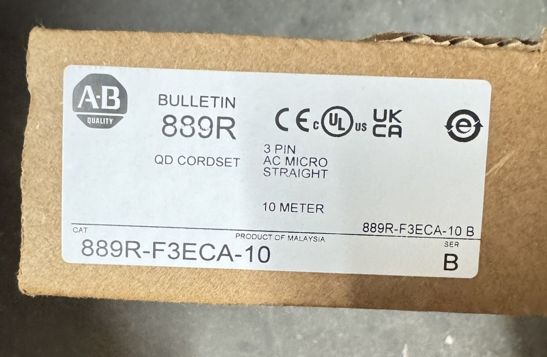 Allen-Bradley 889R-F3ECA-10 AC Micro Cordset 10 Meter 3 pin