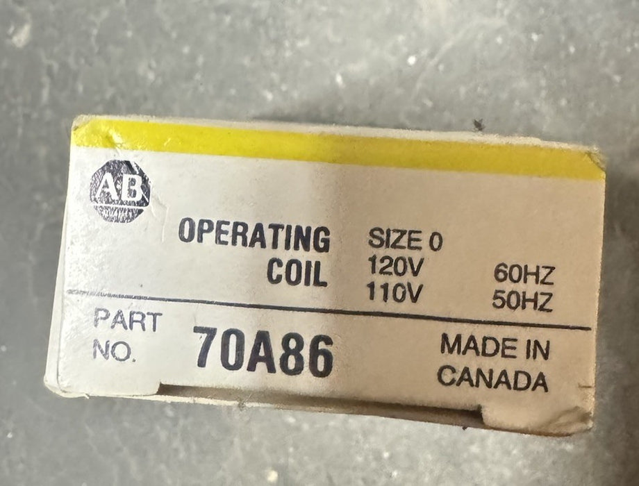 ALLEN BRADLEY CAT# 70A86 OPERATING COIL SIZE 0 120 VOLTS  60 HZ