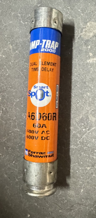 Ferraz Shawmut A6D60R SMART SPOT FUSE  600V AC AMP-TRAP TIME DELAY DUAL ELEMENT