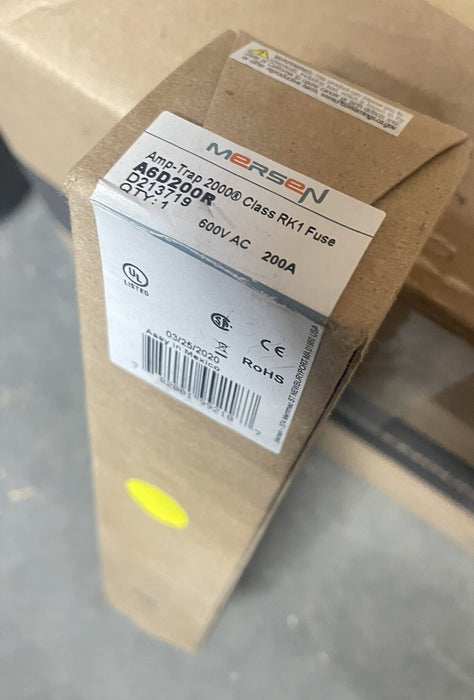 NEW 2020 Mersen-Ferraz A6D200R 200A 600V Class RK1 Amp-Trap Time Delay Fuse
