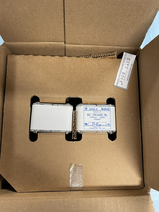 NEW BOX OF 2 GOULD AMPTRAP A2-70C600-4L AMP FUSES