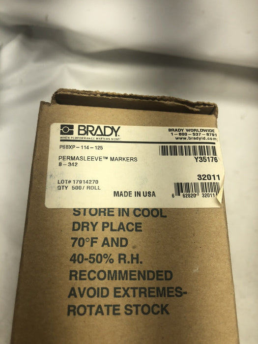 NEW PSBXP-114-125 BRADY PERMASLEEVE PS WIRE MARKERS NIB CLOSE TO FULL ROLL-