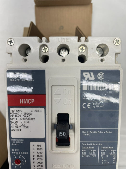 NEW HMCP150U4C Eaton Motor Circuit Protector 3 Pole 150 Amp 600V BREAKER NIB