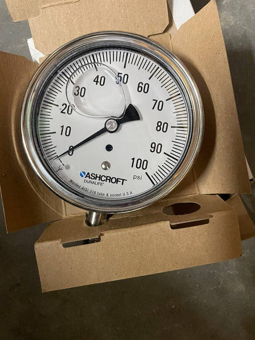 NEW ASHCROFT DURALIFE 35-1009-swL-02l-100# 100 PSI GLYCERINE FILL 3 1/2" 316