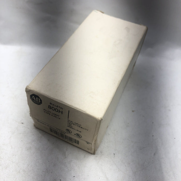 NEW ALLEN BRADLEY 800H-PRDH16G DUAL INPUT HIGH VISIBILITY GREEN PILOT LIGHT 120V