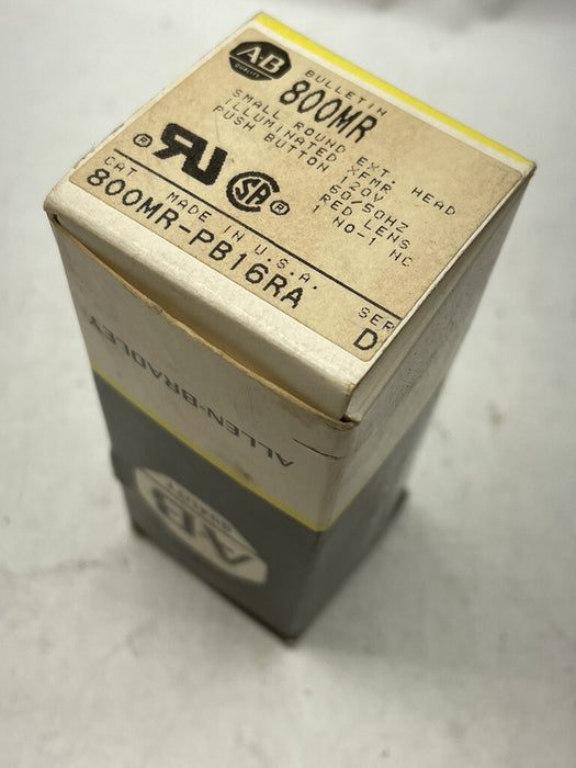 NEW Allen Bradley 800MR-PB16RA SMALL ROUND ILLUMINATED PUSHBUTTON RED EXT HEAD