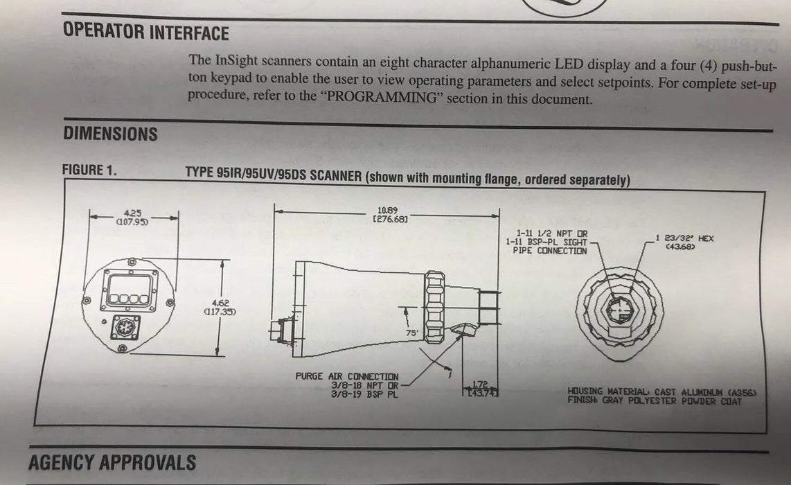 NEW FIREYE 95UVS1-1 / FG99900A INTEGRATED UV FLAME SCANNER 24 VDC INSIGHT 95UV
