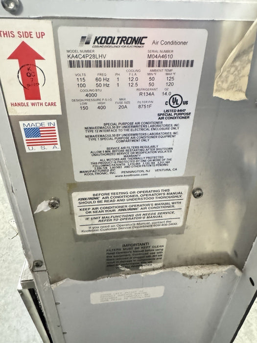 NEW KOOLTRONIC KA4C4P28LHV AIR CONDITIONER 4000BTU  120 VAC W/ CORROSION PROT