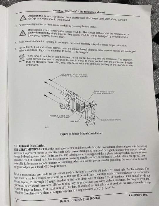NORTHSTAR / DANAHER CONTROLS HSS52048T012LD DYNAPAR MODEL HB2048LT012LC ENCODER