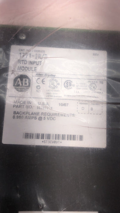 NEW ALLEN BRADLEY 1771IR / 1771-IR SERIES D RTD INPUT MODULE PLC-5 PLC/5 NNB