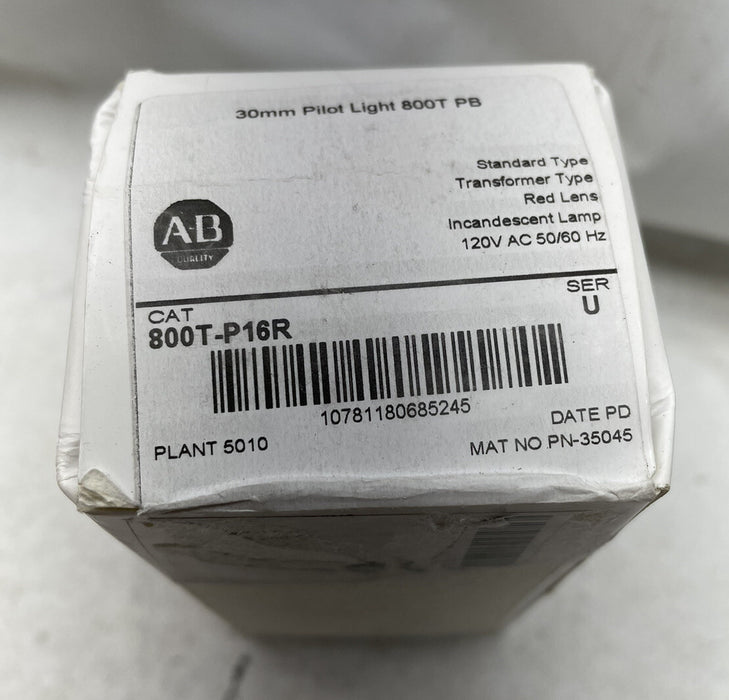 NEW SEALED ALLEN BRADLEY 800T-P16R RED ILLUMINATED INCANDESCENT LAMP 120VAC XFMR