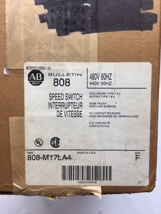 NEW Allen Bradley Speed Switch Cat # 808-M17LA4 NIB