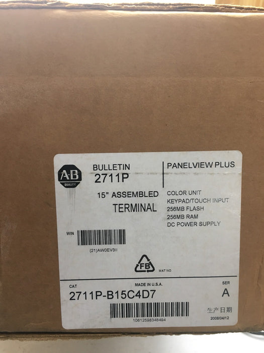 2711P-B15C4D7 /A NEW Allen Bradley SEALED PVP 1500  Key / Touch Enet 2711P