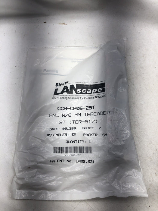 CCH-CP06-25T NEW SIECOR LANSCAPE CCH PNL W/ 6 MM THREADED CLOSET CONNECTOR PANEL