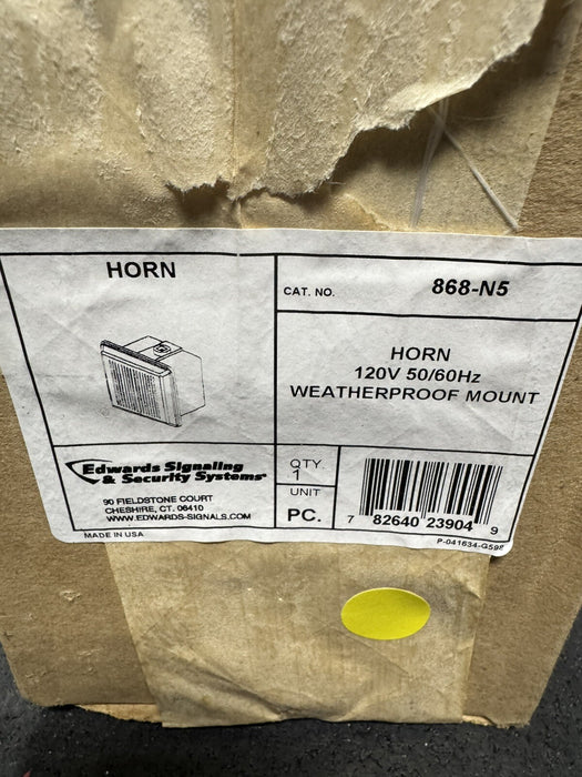 868-N5 HORN 120V WEATHERPROOF MOUNT EDWARDS SIGNALING FACTORY SEALED 868N5