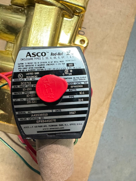 EF8344G076 NEW ASCO REDHAT 120V 3/4" 4 way  SOLENOID VALVE 8344G076