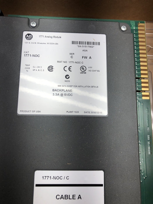 1771-NOC NEW 2016 ALLEN BRADLEY 1771NOC HIGH RESOLUTION ANALOG OUTPUT PLC-5 NIB