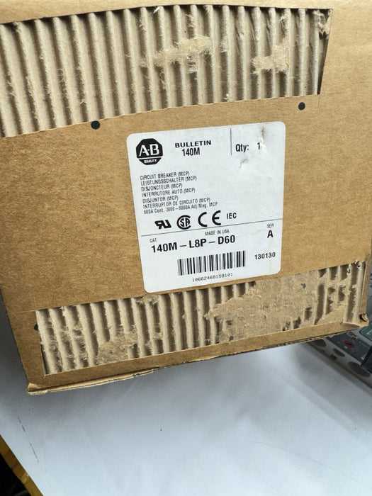 NEW ALLEN BRADLEY MCB 140M-L8P-D60  140ML8PD60 600A BREAKER SOME SHELF WEAR 140M