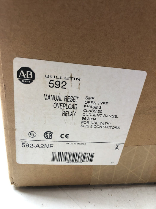 NEW 592-A2NF SER A Allen Bradley SMP Manual Reset Overload 96-300 Amps NIB