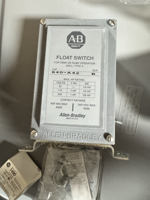 840-A42 NEW UNUSED ALLEN BRADLEY FLOAT SWITCH CONVERTIBLE FOR SUMP OR TANK