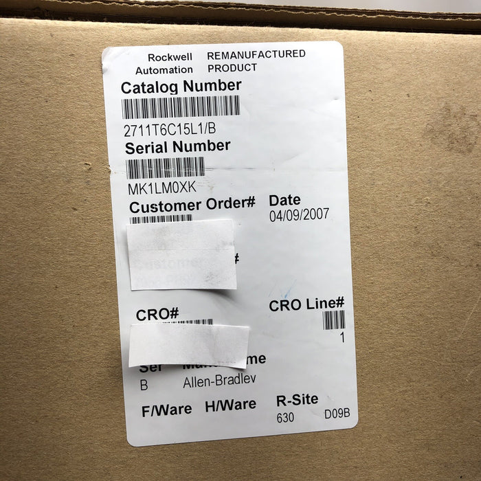 ALLEN BRADLEY PANELVIEW 600 24VDC CONTROLNET 2711-T6C15L1 4.46 2711-T 2711 PV600