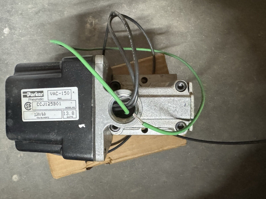 CCJ125B01 PARKER SCHRADER BELLOW SOLENOID VALVE 1/4"NPT 120VAC VAC-150 PNEUMATIC