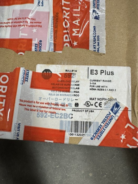 592-EC2BC  NEW IN BOX  ALLEN BRADLEY E3 PLUS OVERLOAD RELAY 592EC2BC /C 3-15 Amp