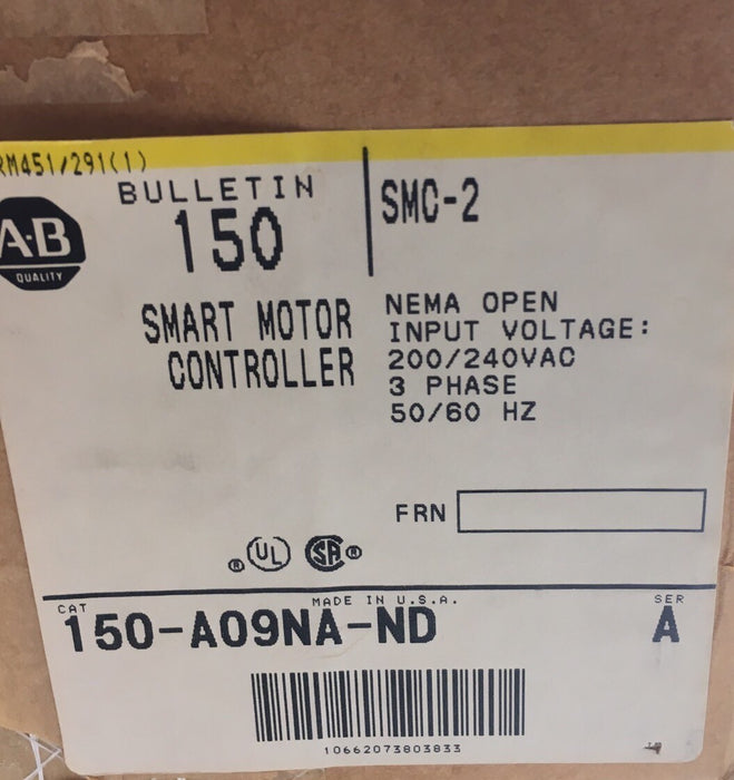 NEW ALLEN BRADLEY 150-A09NA-ND SER A SMC-2 SMART MOTOR CONTROLLER 150-A09NA