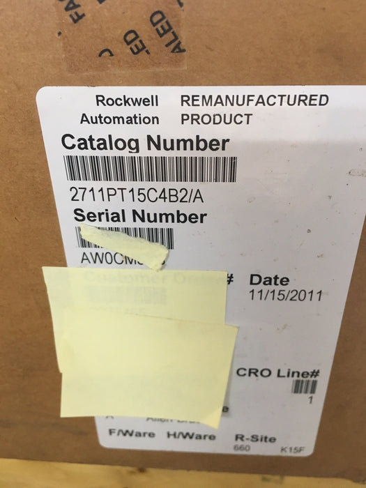 Allen Bradley 2711P-T15C4B2 AB PVP 1500 Color Touch 15" Color HMI PV 2711P
