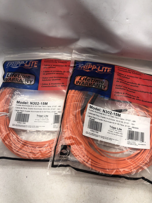 LOF OF 13 ASSORTED CABLES TRIPP LITE OWNING CORNING FIBER PATCH CABLES