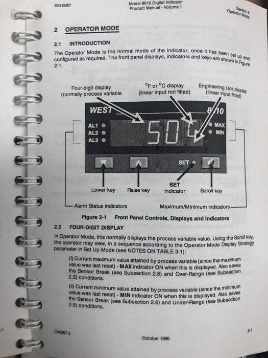 NEW WEST 8010 CONTROLLER N8011Z1110J1 RTD INPUT RELAY OUTPUT NIB N8011