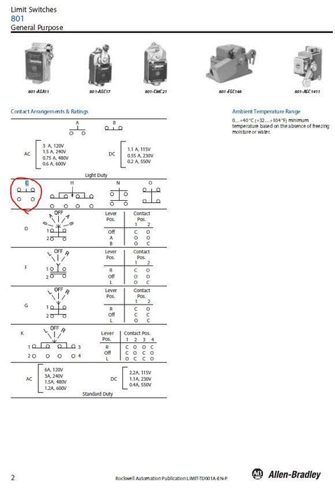 NEW 801-NX7 ALLEN BRADLEY  Snap Limit Switch