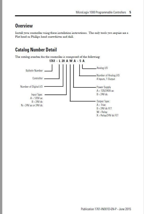 ALLEN BRADLEY MICROLOGIX 1000 1761-L32BWA 120 VAC PLC CONTROLLER DC INPUTS