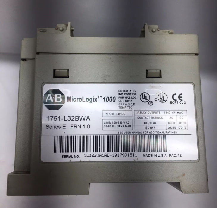 ALLEN BRADLEY MICROLOGIX 1000 1761-L32BWA 120 VAC PLC CONTROLLER DC INPUTS