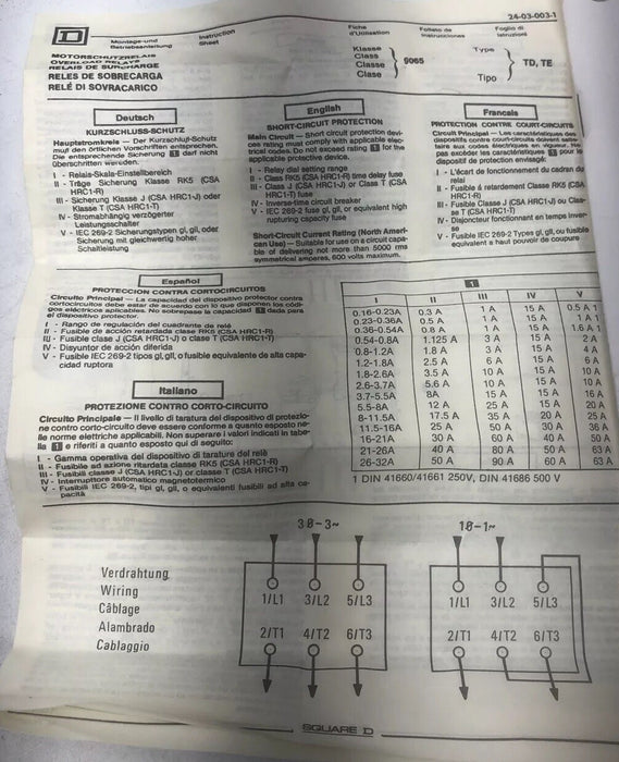 READ SQUARE D 9065 TD 5.5 THERMAL OVERLOAD RELAY 5.5A TO 8A