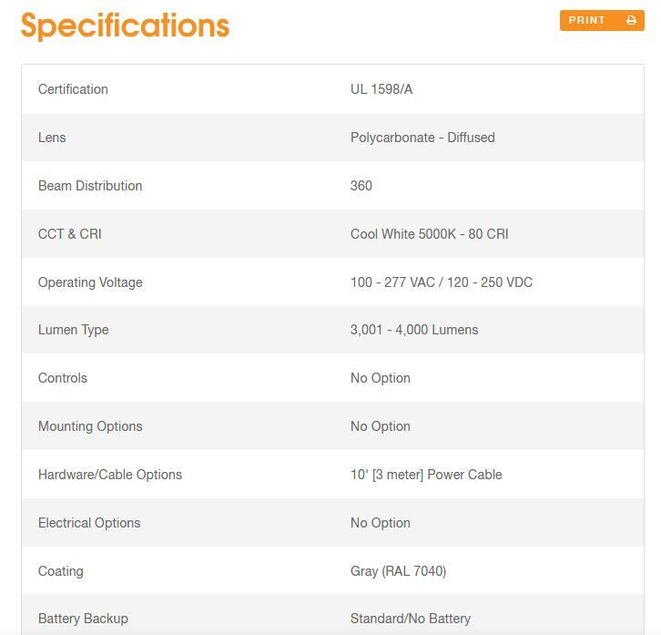 DIALIGHT DUROSITE LED AREA LIGHT 100V -277VAC  ALU5BC24DNWNGN 1598 PC 4K 360 CW