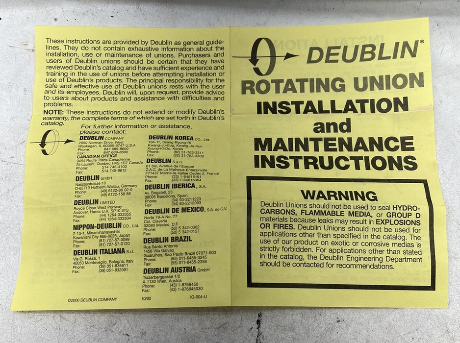 NEW DEUBLIN 1115-319 ROTATING UNION W/ HOSE AND FITTING M029720